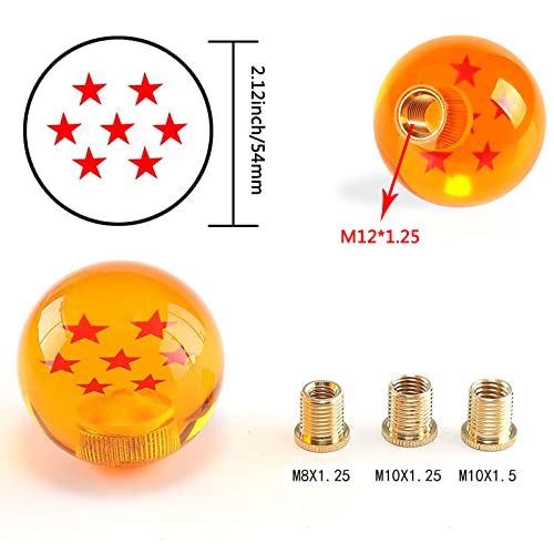 Atnvidsg Round Ball Shift Knob For Most Manual Automatic Cars Universal Dragon Ball Gear Shift Knob With 3 Adapters M8X1.25, M10X1.25, M10X1.5(Yellow 1 Stars) #TOP2