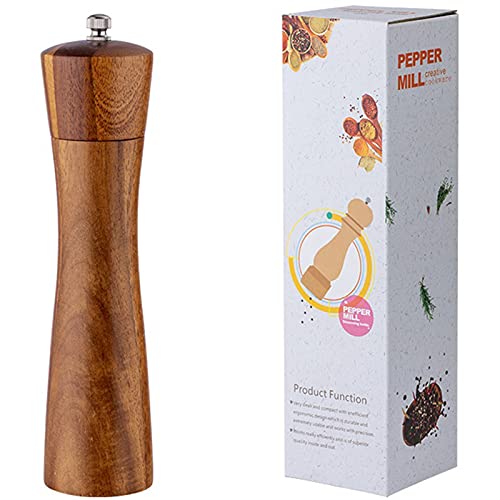 Molinillos de Especias,Ajustables Molinillo de Sal,Molinillos de Pimienta de Madera,Amoladora de Cerámica Ajustable,Molino de Especias Manual de Madera,para Especias,Pimienta(8 Pulgadas) Cover