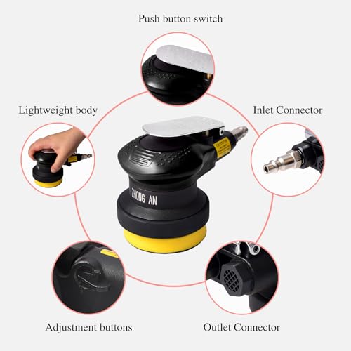 Mini ponceuse orbitale pneumatique de 7,6 cm pour lisser les angles difficiles et composites