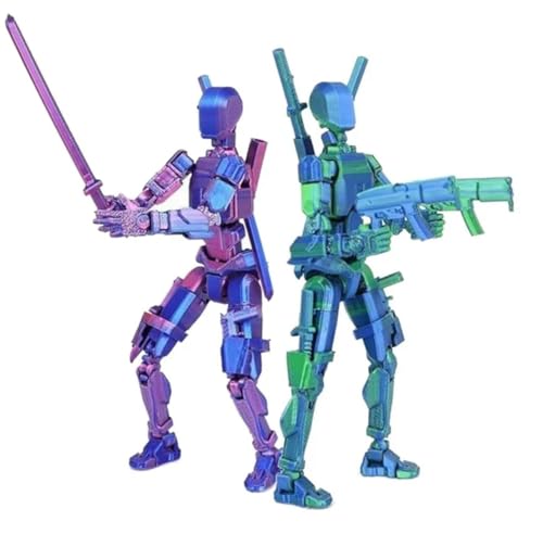 Image of ONNGEO 2 PC Action Figures Titan 13, 3D Printed Multi-Joint Movable Robot, T13 Lucky Action Figure, Dummy Robot Action 13, Desk Decoration Creative Robots, Nova 13 Mechanical Doll | Metallic Finish