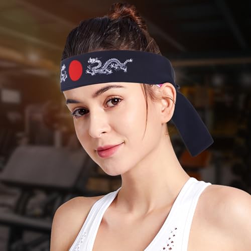Pañuelos japoneses samurái azules pack de 4 diademas ajustables para karate 7