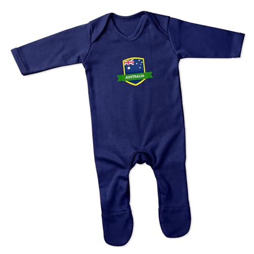 Print Cartel Australia Romper Suit for Babies Australian Flag Graphic Onesie Baby Apparel for Australian Heritage Gifts for Newborns, 3-6 Months, Navy