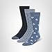 Ted Baker Men's 3 Pack Pattern Crew Dress Socks, Blue, OS