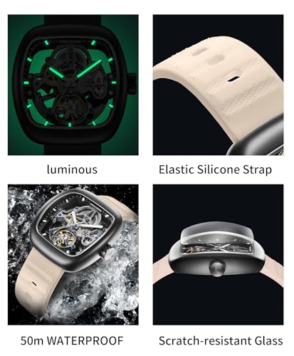 Paras Crown Watches for Men Stainless Steel Case Silicone Starp Automatic Analog 50M Waterproof Fashion Mens Watches Relojes De Hombre — view 4