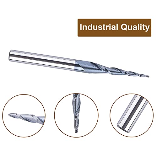 Spetool R0.5-D1/4 FBA Tapered Ball Nose Spiral Router Bit 1.0Mm Tip Diameter (0.5Mm Radius) 4.82 Deg For Cnc Milling Engraver Carving Bits thumb #2