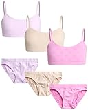 Limited Too Girls' Matching Training Bra Set - 6 Piece Seamless Sports Bralette and Brief Set (S-L), Size Medium, Light Fuchsia