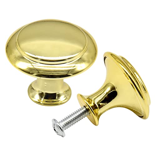 Yosawo 12 Pcs Vintage Cabinet Knobs Round Solid Knobs Handles with Screws for Cabinet Wardrobe, Drawer, Bathroom Racks (27mm/Gold) - Image 4