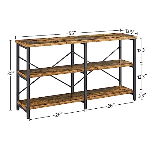 Console Table 55" Sofa Table Metal Frame Entryway Hallway Table Narrow Entrance Table Tv Stand Entertainment Center Media Stand For Living Room Industrial Style Brown #TOP2