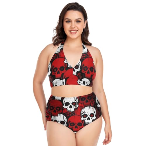 Bikini grande taille réglable à motif crâne pour vos soirées piscine et vacances à la plage