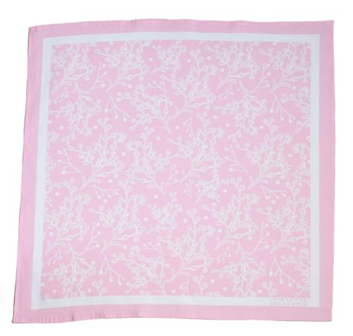 Baby's Breath Bandana in Pink, Hand Printed Handkerchief, 100% Cotton, Hair Scarf, 22