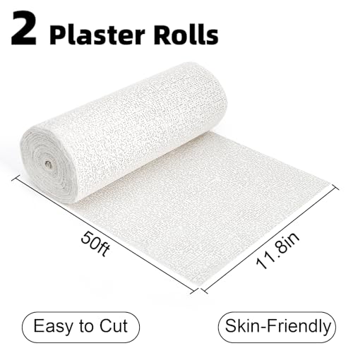 image for Lawei 2 Pack 12 in x 50 Ft Plaster Cloth Rolls for Belly Casting, Whit