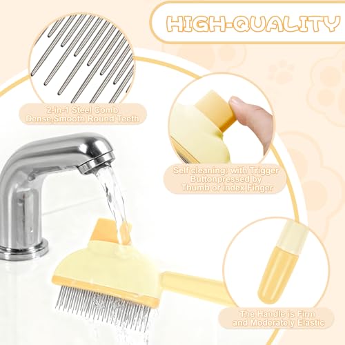 Redamancy 2 Stück Katzenbürste, Hundebürste Fellblitz Bürste Katze, Selbstreinigende Haustierkamm, Bürste Katze Mit Auslösetaste Schnelles Reinigen für Langhaarpflege Haustier