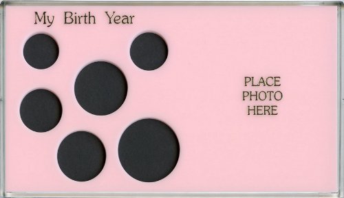 Capital Plastics 4" x 7" Meteor Holder "My Birth Year" 6-Coin holder including the U.S. Small Dollar - Pink