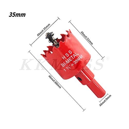 35Mm Hole Saw, Kkmoss Bi-Metal Hole Saw With Work Arbor, Hole Cutter Drill Bit For Cutting Wood, Pvc, Drywall, Aluminum, Thin Metal （1-3/8" Hole Saw) #TOP1