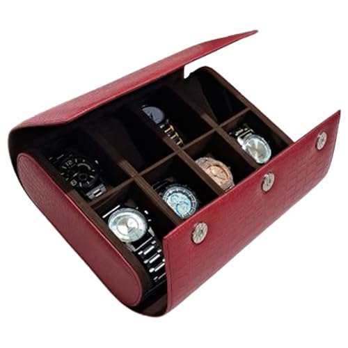 Image of essart 8-Slot Watch Roll Case - Luxury PU Leather Travel Organizer for Watches - Watch roll for Men, Women & Watch Collectors - Compact & Durable