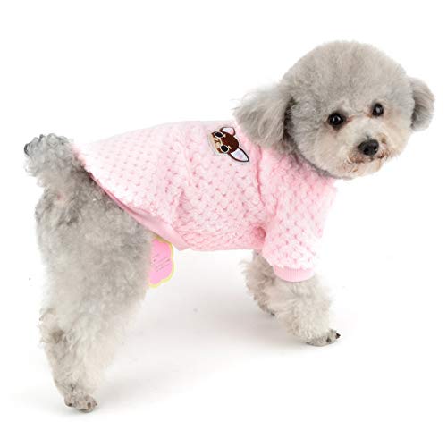 SELMAI Pullover für Kleine Hunde Mittelgroße Weich Warm Flauschiger Kleider Welpe Chihuahua Mantel Dackel Plüsch Kleidung Katzen Haustiere Tägliche Tragen Winddichtes Kaltes Wetter Winter Rosa M