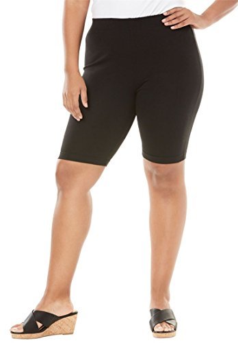 Roaman's Women's Plus Size Everyday Essential Stretch Bike Shorts - 1X, Black