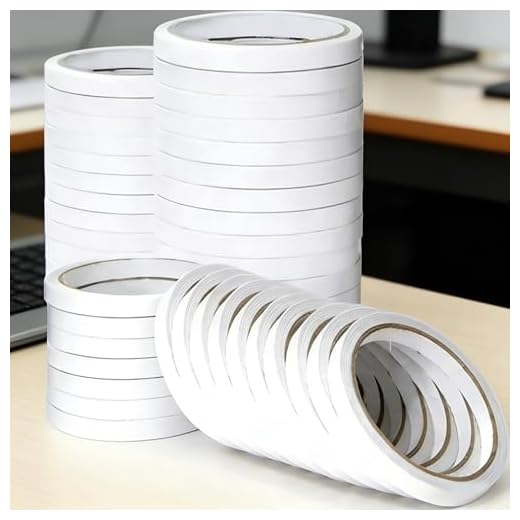 Double Sided Adhesive Tape, 6mm Ultra-Thin White Strong Tapes Sticker for Home Office Craft Tape Sticky Paper (5 Rolls)