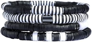 GOOJIDS Surfer Heishi Clay Bead Bracelets for Women Bohemian Stac...