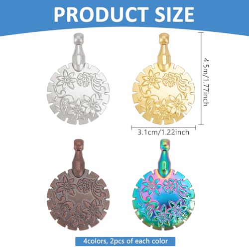 FREEBLOSS 8Pcs Yarn Thread Cutter Pendants Round Portable Yarn Cutter Tool 4 Colors Metal Round Thread Cutter Pendant Thread Floss Cutting Tools for DIY Sewing Craft