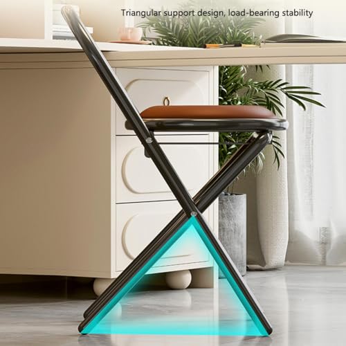 Tabouret de bar pliable avec dossier coussin rond marron 47cm - 5