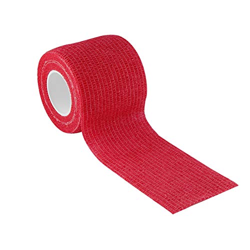 Image of A-TAPE Cohesive Crepe Elastic Self Adhesive Crepe Bandage Red (Pack of 2, 5 cm X 4.5 Mtr)