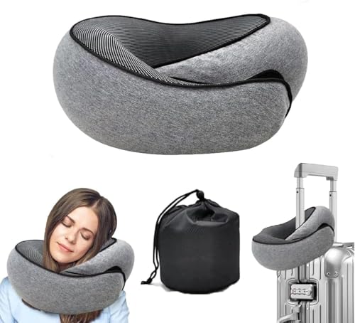 WEERSHUN Travel Pillow for Airplanes 2026 New Memory Foam Neck Pillow with Chin Wrap for Traveling Suitable for Airplanes Offices and Cars (Dark Gray)