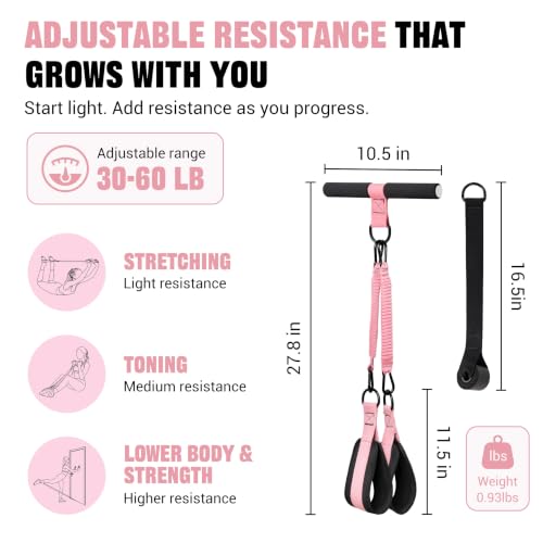 VULKEN Upgraded Foot Pedal Resistance Band for Women Core Workout, 60LB Fabric Resistance Band with Handles Door Anchor for Full Body Home Workout. Sit Up Exercise Equipment by Vulken - Used condition - Image 6