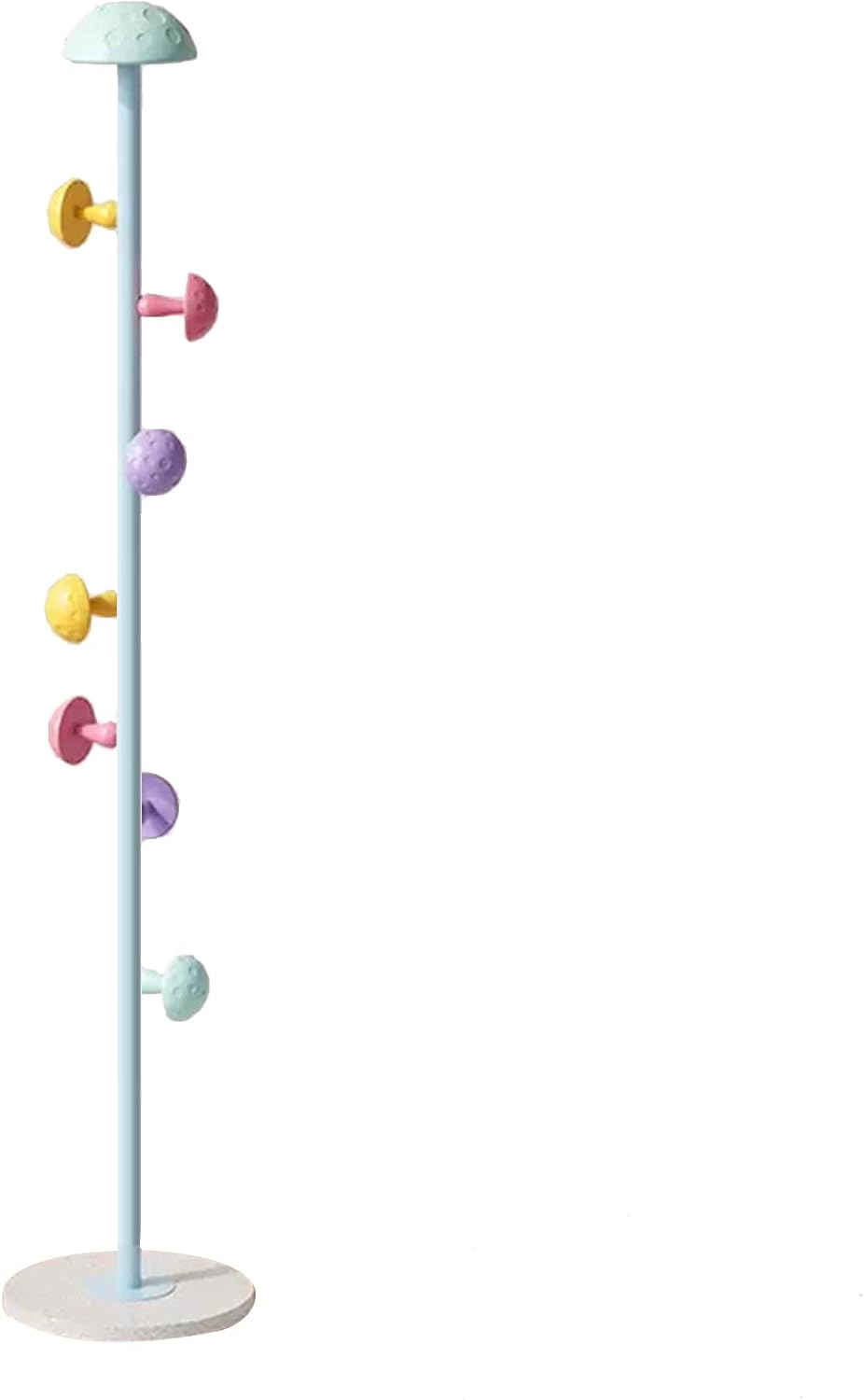 Coat Rack Stand for Children, Metal Freestanding Garment Rack with 8 Mushroom Hooks, Blue