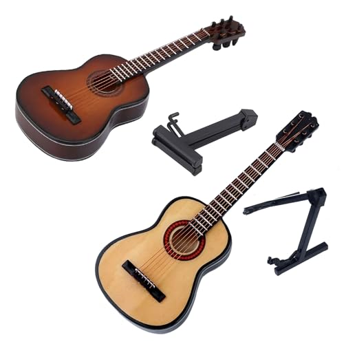 Guitare en bois miniature lot de 2 répliques décoratives de salon