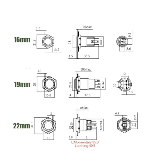 Bouton interrupteur 19mm résistant à l'eau pour réparer un circuit auto - 2