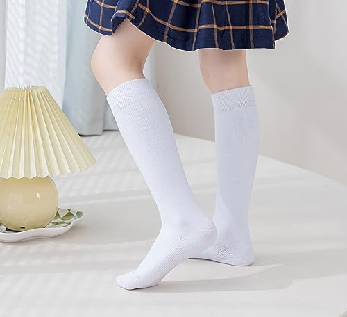 EPEIUS Girls Knee High Socks Seamless Cotton School Uniform Socks Kids Boy Over the Calf Socks 3/5 Pack4