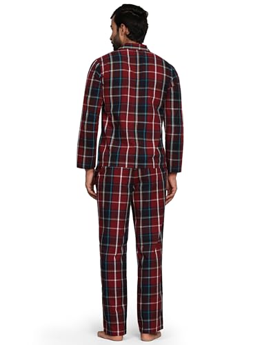 Image of B STORIES Men's 100% Cotton Full Sleeve PJ Set - Checkered Nightwear Set | Soft Loungewear | Comfortable Sleepwear | Stylish Casual Home Wear Shirt & Pant (S-XXL)
