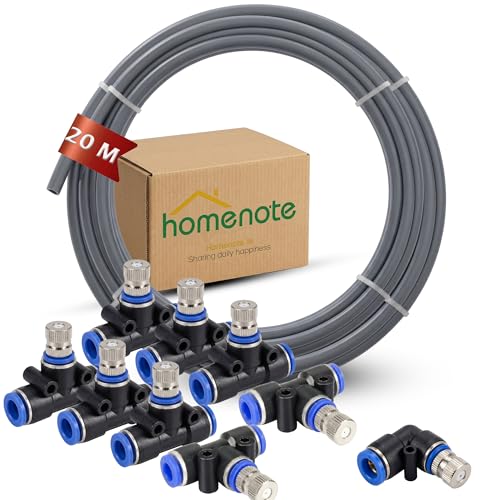 Image of Homenote 20Mtr Hose Pipe & 10pcs 6mm Mist Nozzle with Tee Connector Suitable for DIY Sanitization Tunnel Fogger Sprayer Watering Irrigation Fogging Cooling Mist Kit Sprinkler | Grey