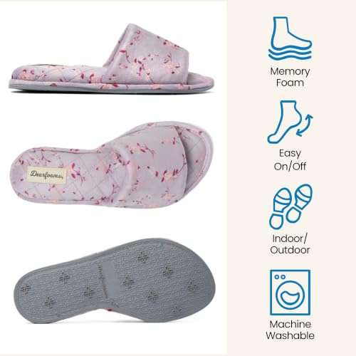 Image of Dearfoams womens Slipper Memory Foam Summer House Shoe Beatrice Terry Slide