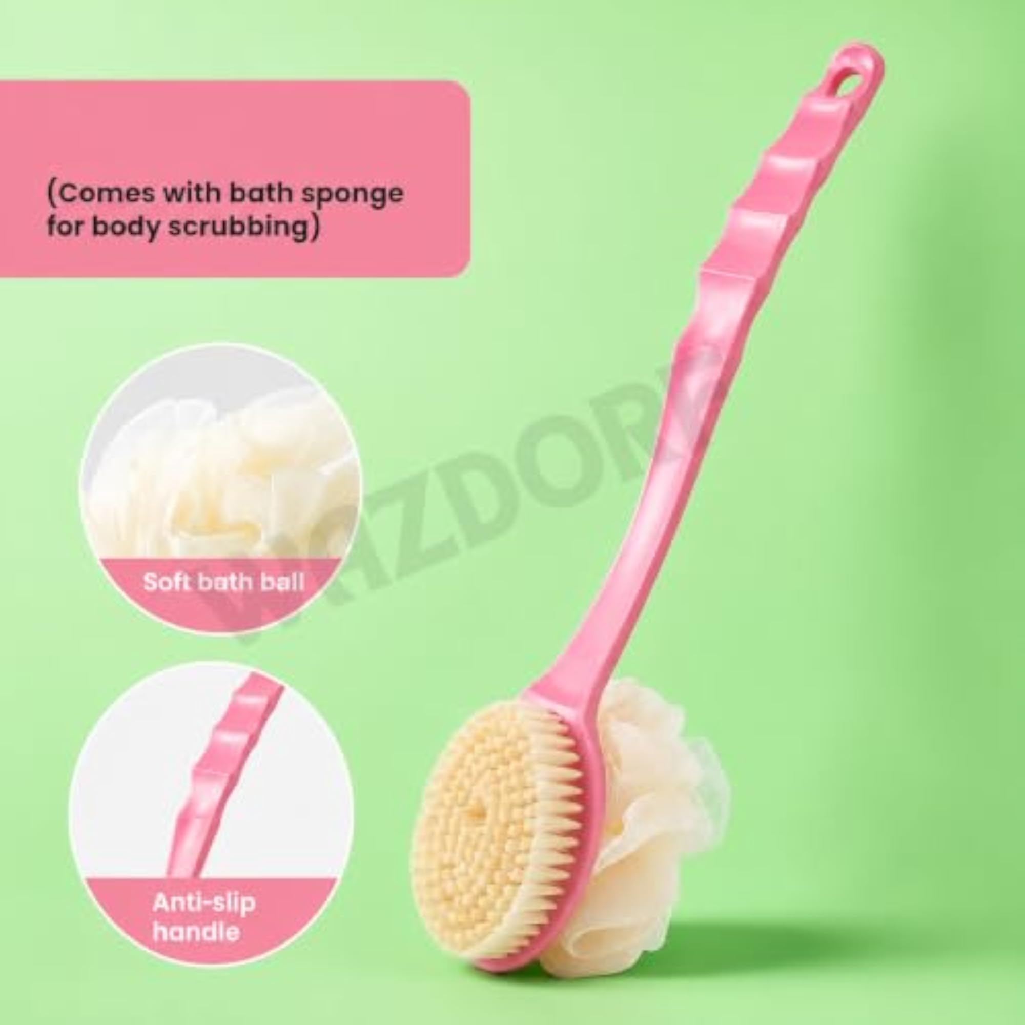 2-in-1 Body Bath Brush with Long Handle