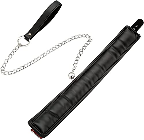 Greenpinecone® Erotik Bondage Leder Halsband mit Ring, Fetisch SM Fesseln Halsbänder mit leine in schwarz rot