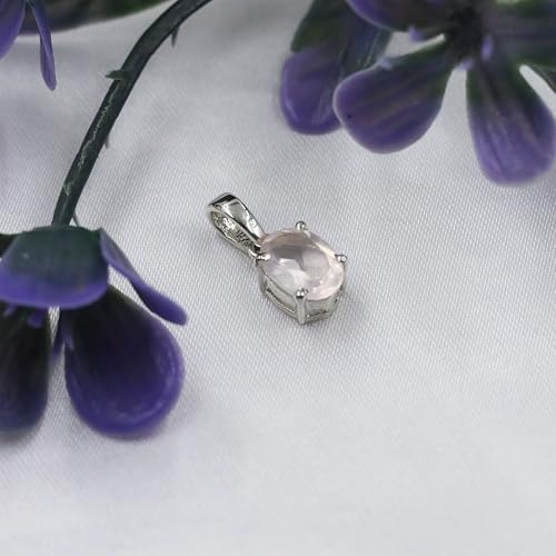 Collier breloques quartz rose anti-allergie en argent sterling 925 pour femme