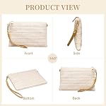 Larcenciel Straw Clutch Purses for Women w/Wrist Strap, Beige Woven Beach Purse & Chain Zipper, Boho Wallet