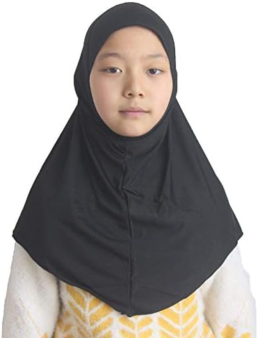 Girls Hijab Muslim Scarf for Kids – Ready to Wear, Solid Color, Soft & Breathable Daily Headwear for Ages 6-11
