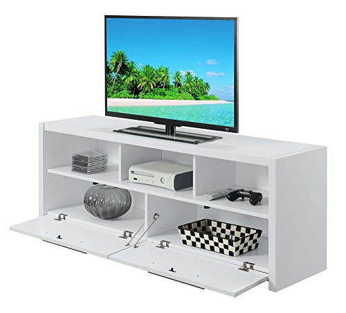 Convenience Concepts Newport Marbella 60 inch TV Stand with Cabinets and Shelves Home_Furniture_and_Decor, unspecified, White - Image 3