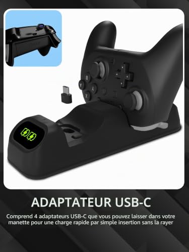 Station de chargement USB-C pour manettes PlayStation 5 DualSense, Nintendo Switch Pro et 2, Xbox Series X|S, Amazon Luna et Google Stadia - Orzly – vue 4