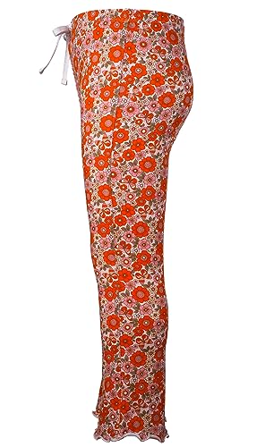 Girl's Floral Print Cotton Elastic Waist Flare Bottom Pants Legging Pants2