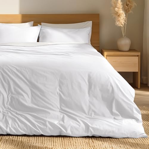 Bare Home 100% Organic Cotton Queen Duvet Cover Set - Crisp Percale Weave - Lightweight & Breathable...