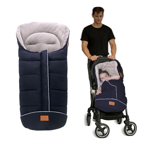 Image of LAT Baby Warm Bunting Bag Universal,Stroller Sleeping Bag Cold Weather,Waterproof Toddler Footmuff(Basic,Navy Blue)