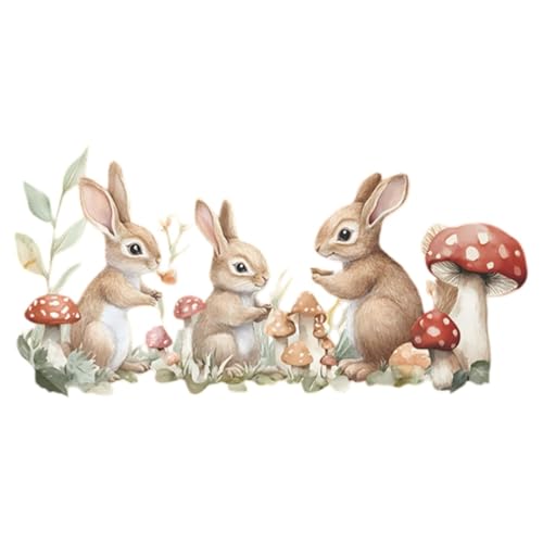 Vinilos adhesivos de pared con diseño de conejitos y bosque