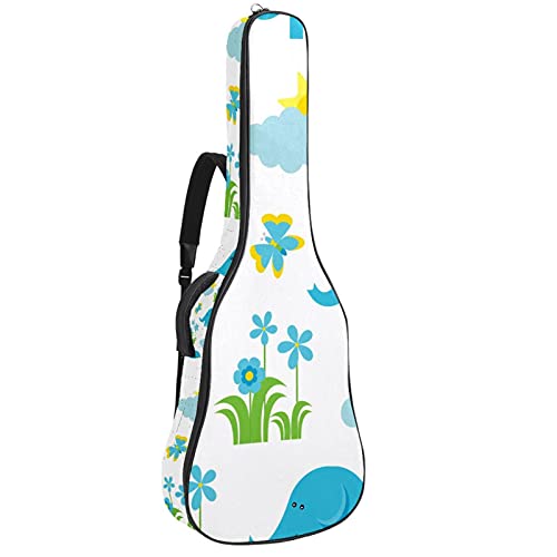 Housse de transport souple pour guitare électrique motif éléphant bleu