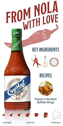 Crystal Hot Sauce 12oz (Pack of 2) - Louisiana\'s Pure Hot Sauce, Original Flavor - Low Fat - Low Sodium - Perfect for Spicing Up Sandwiches, Soups, Stews, Fries and More (Exclusive Amazon Recipe Card Included)