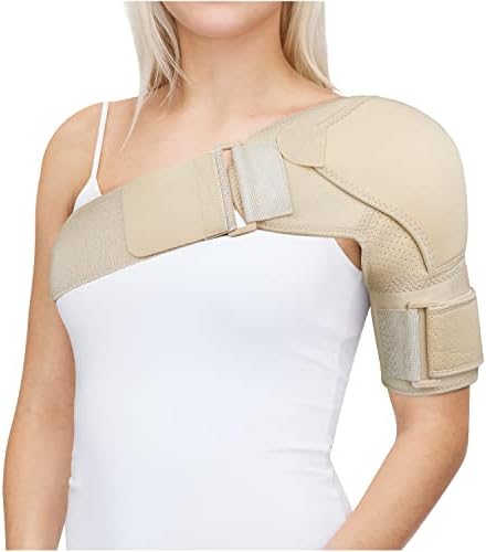 POAGL Shoulder Brace for Women Both Left and Right Arm | Pain Relief Torn Rotator Cuff Compression Support Sleeve Dislocation Stability Immobilizer Stabilizer Bursitis Injury (Beige, X-Large)