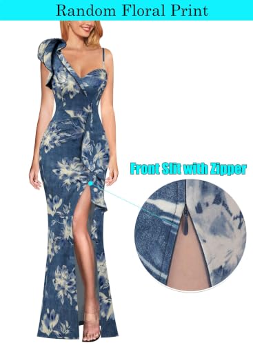 Image of VFSHOW Womens Ruffle One Shoulder Wedding Formal Prom Evening Maxi Dress